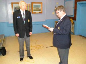  Bud Berntson being sworn in by Greg Spradbrow National Rep for The RCAFA , as the RCAFA Atlantic Group, Regional Vice President for Nova Scotia , at the Group AGM in Amherst , Sunday May 15, 2016 